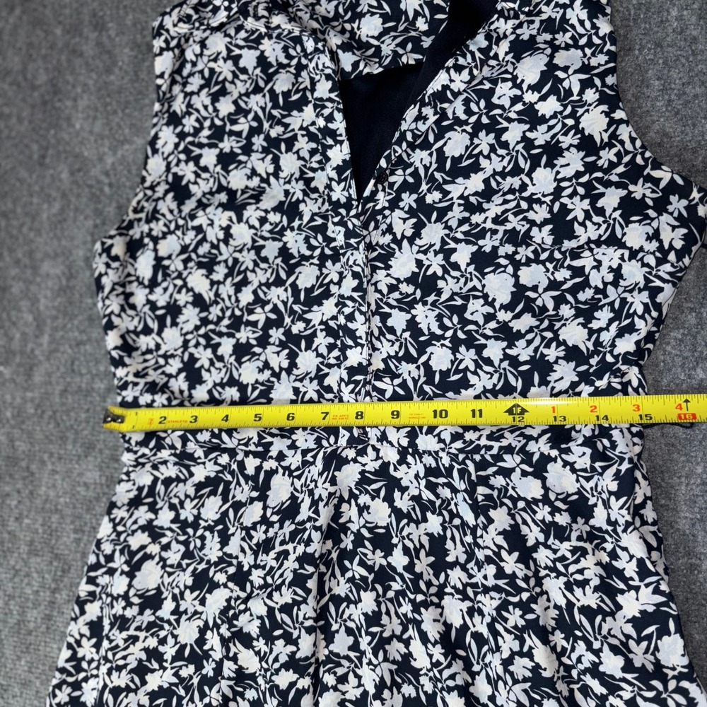 Banana Republic Navy Blue White Floral Sleeveless Fit and Flare Dress Size 6 - Picture 13 of 16